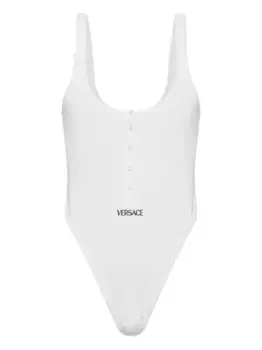 Хлопковый боди с пуговицами спереди VERSACE, белый