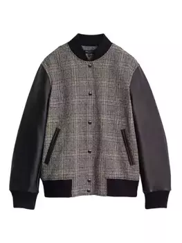 Хлопковый бомбер в клетку Mace Rag & Bone, черный