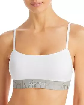 Хлопковый бюстгальтер без подкладки с рельефным значком Calvin Klein