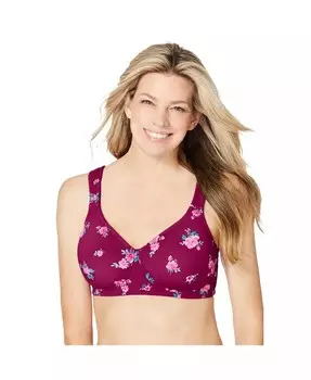 Хлопковый бюстгальтер-футболка с легкими подкладками больших размеров без косточек Comfort Choice, красный