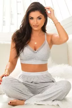 Хлопковый бюстгальтер Love to Lounge без косточек Pour Moi, серый