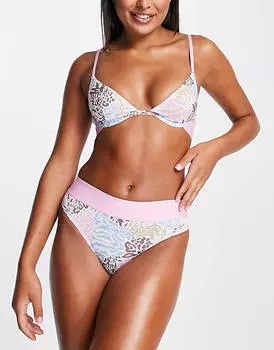 Хлопковый бюстгальтер на косточках ASOS DESIGN Betty пастельных животных
