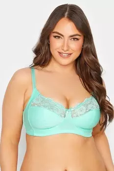Хлопковый бюстгальтер на косточках с кружевной отделкой Yours, зеленый