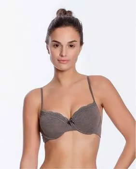 Хлопковый бюстгальтер на косточках с мягкой подкладкой Punto Blanco, коричневый