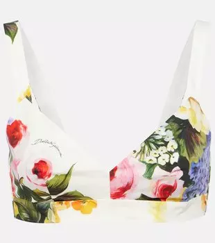 Хлопковый бюстгальтер с цветочным принтом Dolce&Gabbana, мультиколор