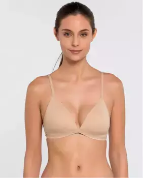 Хлопковый бюстгальтер с треугольными чашками Punto Blanco, бежевый