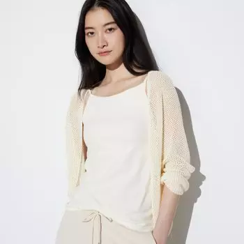Хлопковый бюстгальтер с вырезом «лодочка» AIRism, бретельки UNIQLO, белый