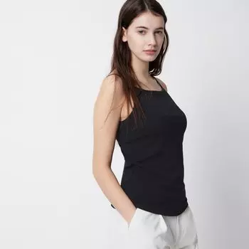 Хлопковый бюстгальтер с вырезом «лодочка» AIRism, бретельки UNIQLO, черный