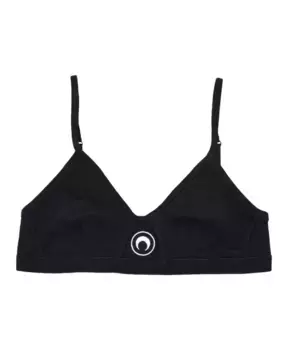 Хлопковый бюстгальтер в рубчик Marine Serre, черный