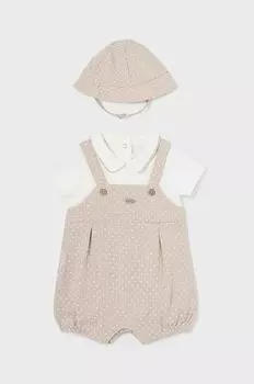 Хлопковый детский комбинезон Mayoral Newborn, бежевый