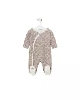 Хлопковый детский комбинезон-перекресток с несколькими мишками Tous, бежевый