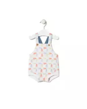 Хлопковый детский комбинезон с разноцветным логотипом Tous, многоцветный