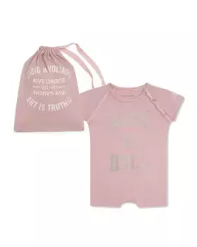 Хлопковый детский комбинезон со стразами спереди Zadig & Voltaire, розовый