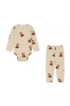 Хлопковый детский комплект Konges Sljd, бежевый