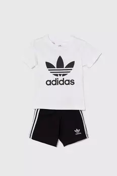 Хлопковый детский комплект короткая футболка adidas Originals, белый