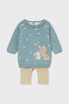 Хлопковый детский комплект Mayoral Newborn, бирюзовый