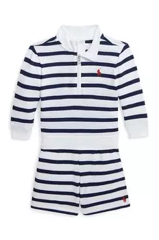 Хлопковый детский комплект Polo Ralph Lauren, темно-синий