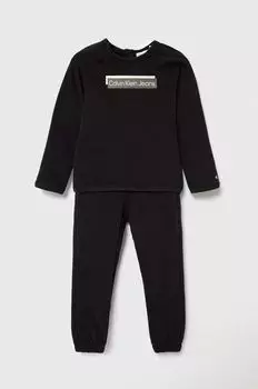 Хлопковый детский спортивный костюм Calvin Klein Jeans, черный