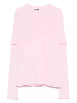 Хлопковый двухслойный топ Jil Sander, розовый