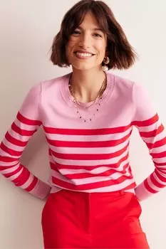 Хлопковый джемпер Catriona с круглым вырезом Boden, розовый