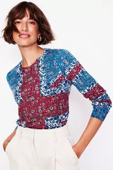 Хлопковый джемпер Catriona с круглым вырезом Boden, синий