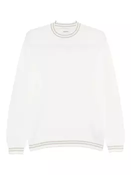 Хлопковый джемпер Eleventy с полосатой отделкой, белый
