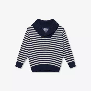 Хлопковый джемпер freddie с шалевым воротником 3-24 месяца Trotters, цвет navy stripe