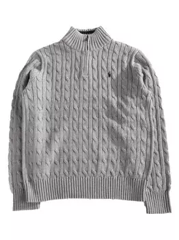 Хлопковый джемпер на молнии Ralph Lauren Kids, серый
