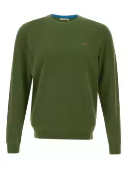 Хлопковый джемпер с круглым вырезом Sun68, зеленый
