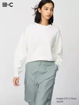 Хлопковый джемпер с круглым вырезом Uniqlo, цвет 01 белый