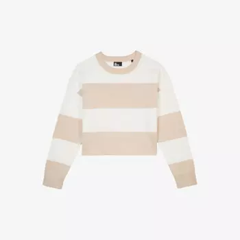 Хлопковый джемпер с круглым вырезом в полоску The Kooples, экрю