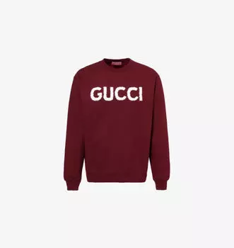 Хлопковый джемпер с вышитым логотипом Gucci, красный