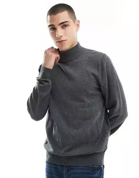 Хлопковый джемпер с высоким воротом в угольно-угольном цвете Threadbare