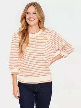 Хлопковый джемпер в тонкую полоску delice Saint Tropez, цвет Tigerlily/White