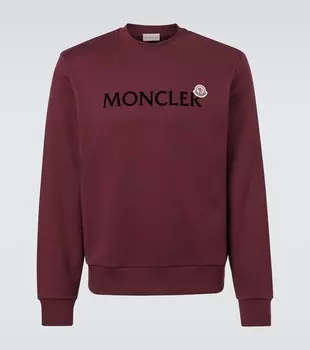 Хлопковый джерси свитшот с логотипом Moncler, Goth Red