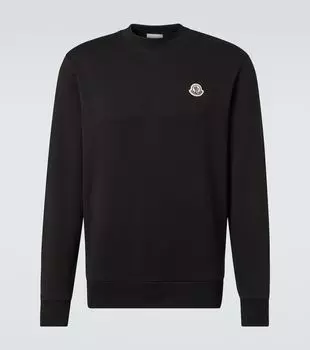Хлопковый флисовый свитшот Moncler, черный
