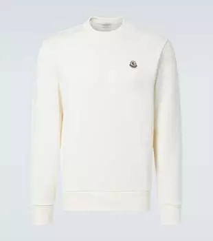 Хлопковый флисовый свитшот Moncler, Silk White