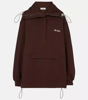 Хлопковый флисовый свитшот The Attico, темно-коричневый