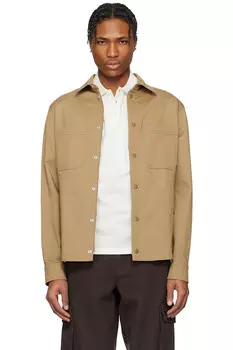 Хлопковый габардиновый овершот Moncler, бежевый