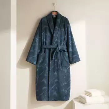 Хлопковый халат 370 гр/м2 Flowers El Corte Ingls, синий