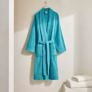 Хлопковый халат 380 гр/м2 Zafiro Basics El Corte Ingls, бирюзовый синий