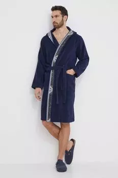Хлопковый халат Emporio Armani Underwear, темно-синий