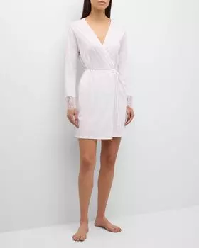 Хлопковый халат Melissa с кружевной отделкой Skin, цвет White