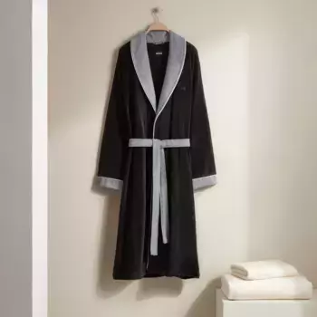 Хлопковый халат-смокинг 420 гр/м2 Lord Hugo Boss, оникс