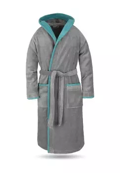 Хлопковый халат унисекс Роб Normani, цвет Grau/petrol