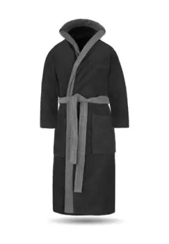 Хлопковый халат унисекс с капюшоном Измит Normani, цвет Schwarz/grau