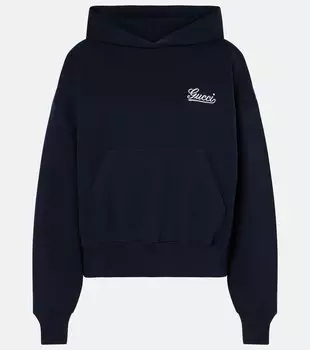 Хлопковый худи с логотипом Gucci, Navy/Mix