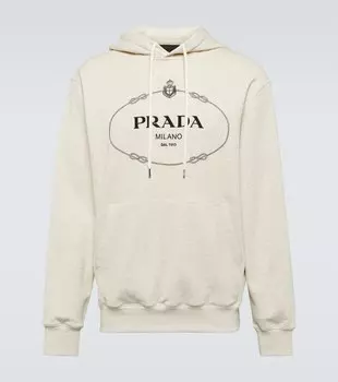 Хлопковый худи с логотипом Prada, Naturale
