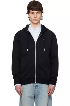 Хлопковый худи с молнией Ami de Coeur Ami Paris, черный