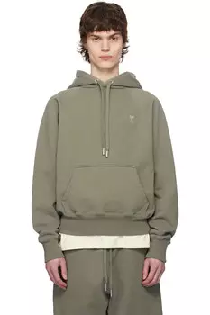 Хлопковый худи с тонированным узором Ami de Coeur Ami Paris, серый